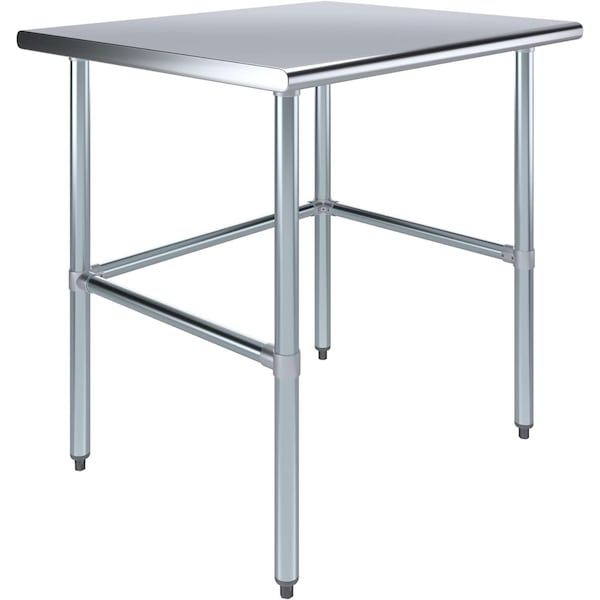 Amgood 30 in. x 36 in. Open Base Stainless Steel Metal Table WT-3036-RCB-Z - main